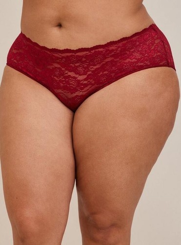 TORRID CURVE SIZE 5X BIKING RED LACE STRAPPY CAGE BACK HIP