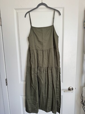 enza costa cotton tiered dress Enza Costa Black Cotton Strappy Tiered Midi Dress L130221 Size Small (0)