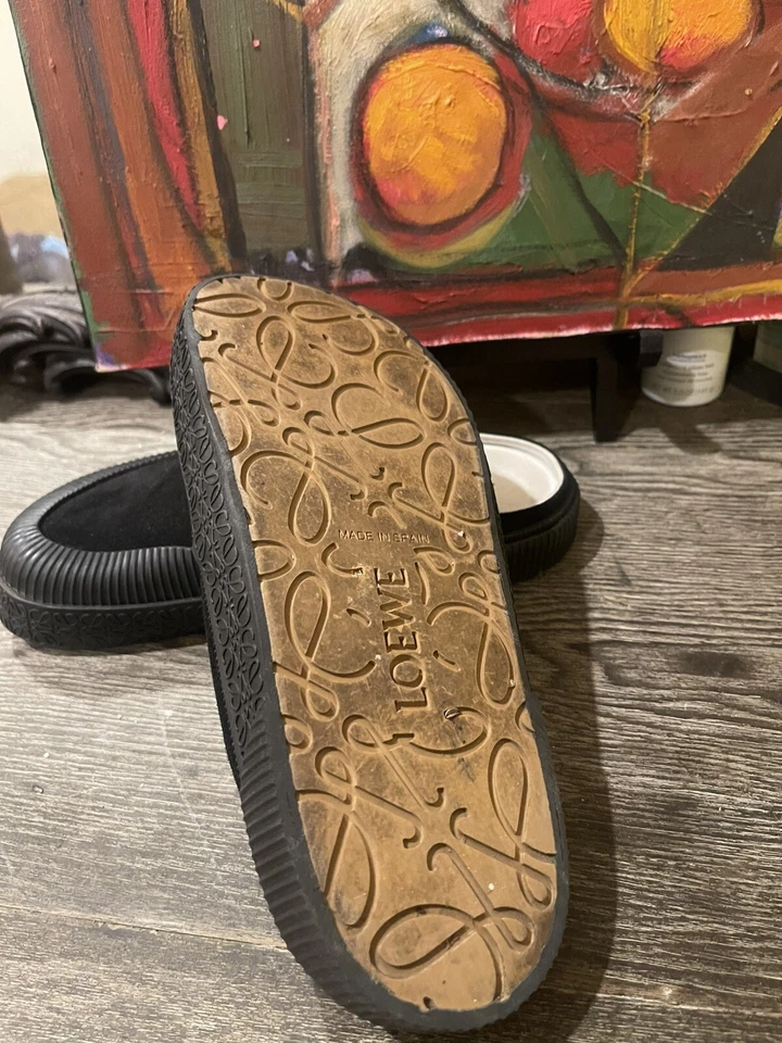 Zapatos sin cordones Loewe para mujer Paulas Ibiza Terra Vulca de gamuza negros talla 36EU 5,5/6 Foto 3 de 4