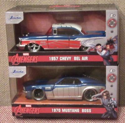 JADA 2020 - SET OF 2 MARVEL AVENGERS 1957 CHEVY BEL AIR  1970 MUSTANG BOSS
