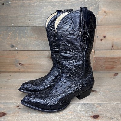 Wild West Western Boots Crocodile Caiman Black Leather Cowboy Men's Size 13 EE