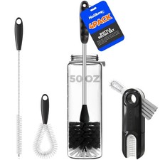 4Pack Bottle Brush Set, 14" Long Handle Stainless Steel Bottle Brush, Straw B...