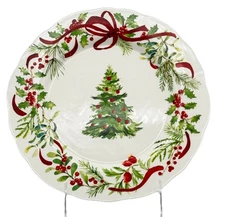 Dwell Essentials Christmas Holly Fir Wreath Salad Dessert Plate