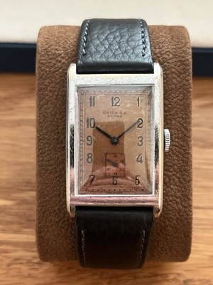 Union S.A. Extra / Fab. Suisse ca. 1940 Armbanduhr Tonneau