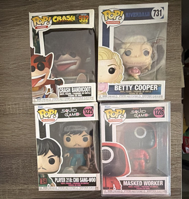 Funko Pop! Vinyl Lot of 4 Crash Bandicoot/Squid Game/Betty Cooper