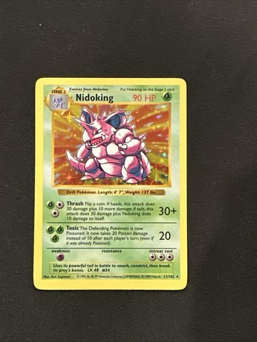 Nidoking 11/102 Shadowless Base Set Pokemon TCG Card Lightly Played