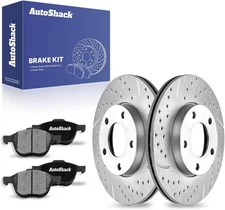 Autoshack Front Drilled & Slotted Brake Rotors Ceramic Brake Pads |  for 2004-20