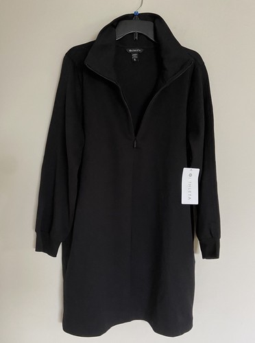 NWT $129 Womens XL ATHLETA ALLURE 1/4 Zip Black High Neck Dress 22"x36" - Picture 2 of 7