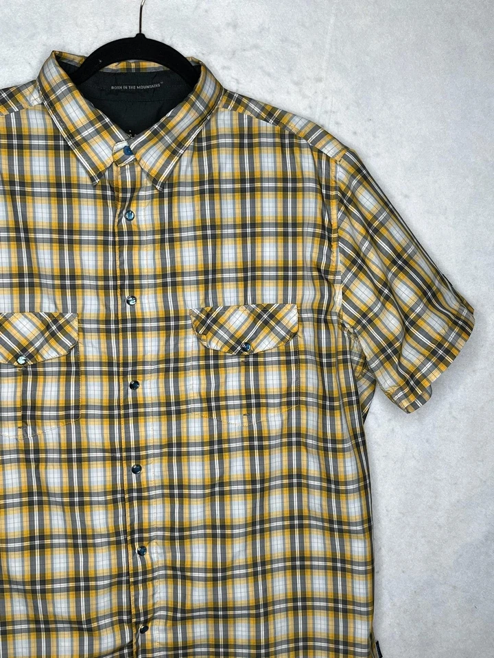 Camisa Kuhl Para Hombre Extra Grande Amarilla Gris Cuadros Manga Corta Botón Frontal Ventilado Foto 3 de 4