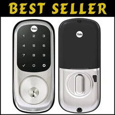 Brushed Stainless Steel Keypad Deadbolt with Z-Wave Compatibility & Auto-Lock
