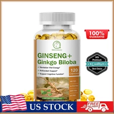 GINSENG+Ginkgo Biloba Capsules 120pcs ,Cognitive Function Improve,Antioxidant
