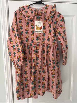 New Bobo Choses Dices All Over Micro Corduroy Dress Size 10-11 Years Kid Girl