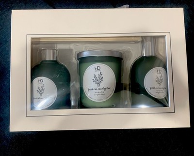 HD Designs Fresh Cut Eucalyptus Candle Set/3 NEW