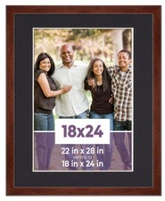 18x24 Frame Walnut With Black Picture Mat For 18x24 Photo - Walnut 22x28 Frame T
