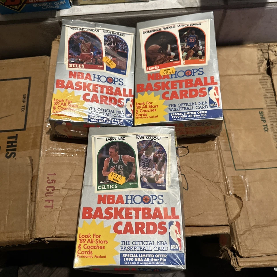 1989-90 NBA HOOPS WAX BOX - 36 Unopened Packs Barkley Jordan Robinson Johnson