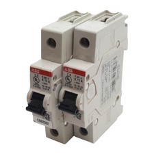 Lot of 2 ABB S201U-K15A Circuit Breaker, 1-Pole, 15A 240VAC, K-Curve, DIN Rail
