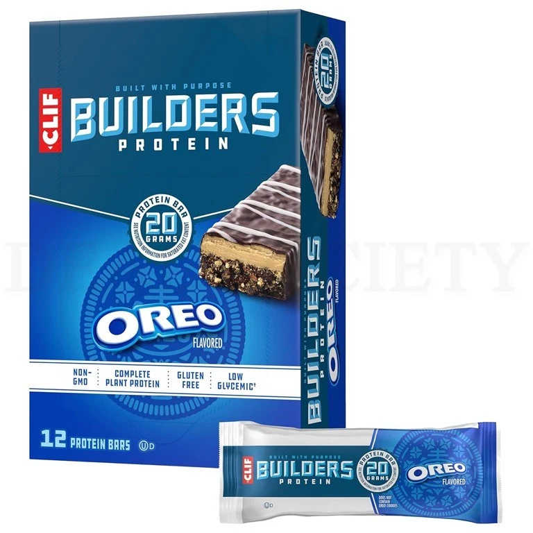 CLIF BUILDERS Barritas Proteicas Sabor OREO 20g Proteína Vegetal 12ct Lote de 2 Foto 2 de 3