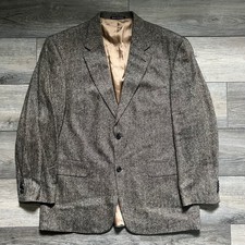 Vintage Lands' End Men 44R Jacket Sport Coat Tweed Lambswool Brown Beige