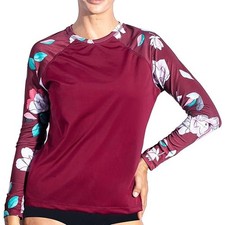 Kanu Surf Women's Keri Long-Sleeve UPF 50 Rashguard size small burgundy