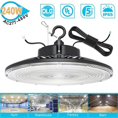 240W UFO LED High Bay Light Dimmable Industrial Warehouse Shop Light AC 277-480V