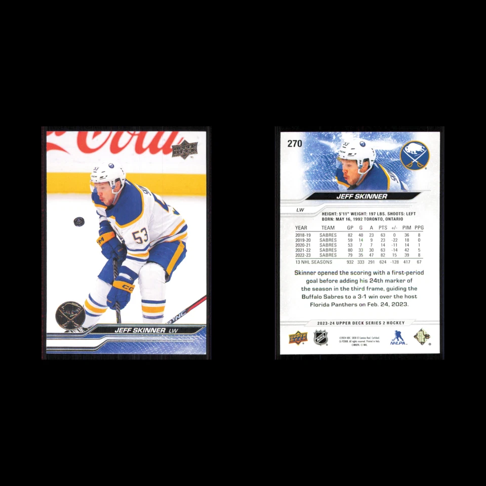 Jeff Skinner #270 2023 Upper Deck Buffalo Sabres Hockey Card NHL NM - Image 3 of 3