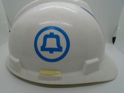 Vintage Blue & Yellow Bell Telephone System Hard Hat Adjustable 6 1/2-7 3/4