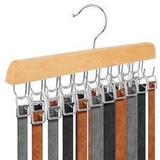 Belt Hanger for Closet,Belt Rack Organizer with 20 Hooks,360 Rotating Wooden