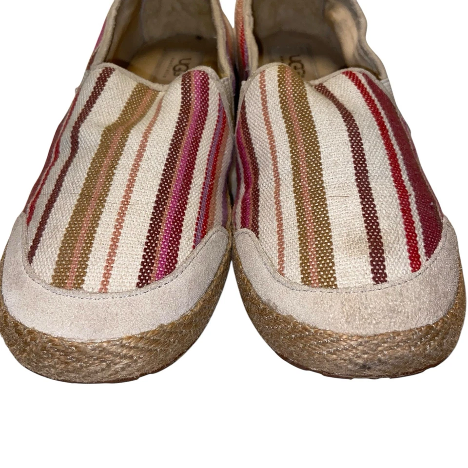 UGG туфли женщин размер 8 Delizah кремовая полоса плоскостях Espadrilles холст мокасины - Изображение 3 из 4