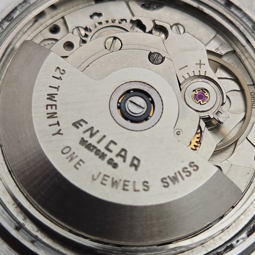 Orologio automatico uomo vintage ENICAR De Luxe giorno/data AR-2158 quadrante blu anni 70 - Foto 19 di 19