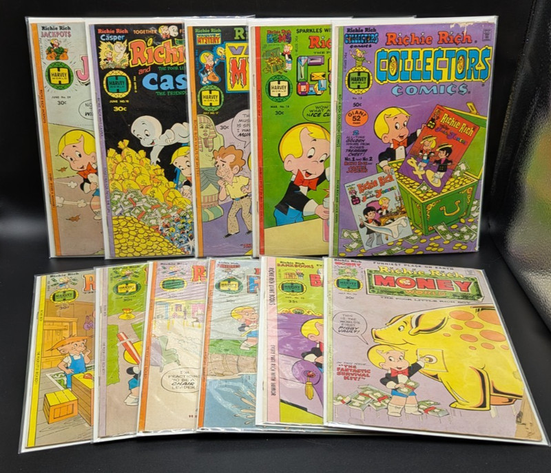 Vintage Harvey Richie Rich Comics Lot of 11 Bank Books Fortunes Money Gems