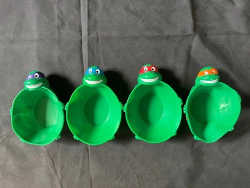 Vintage Teenage Mutant Ninja Turtles Full Set Of 4 Cereal Bowls 1990 Mirage