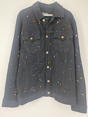 Stacy Adams Mens Distressed Paint Splatter Jacket Size XXL Cotton Spandex Blend