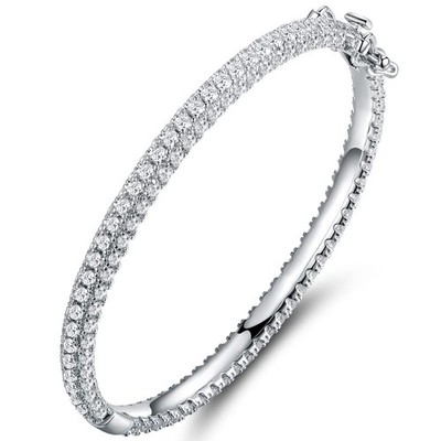 18K Gold Plated Crystal Bling Eternity Bangle Bracelet (Silver)