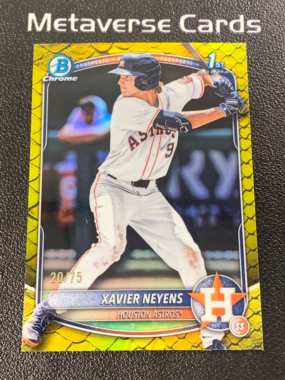 2025 Bowman Draft 1st Chrome Yellow Reptilian #BDC-2 Xavier Neyens 20/75 Astros