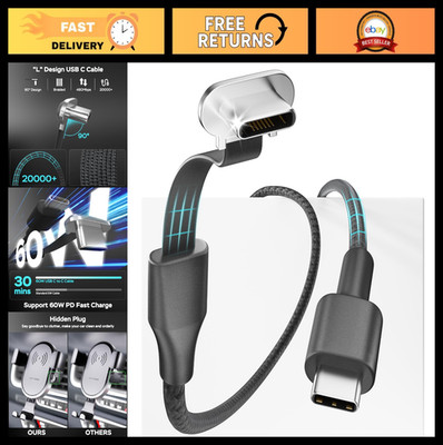 10ft USB C to USB C Cable, 60W Fast Charging Right Angle, Compatible with Steam