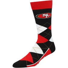 NFL San Francisco 49Ers Argyle Line Up Dress Sock Team Color OSFM
