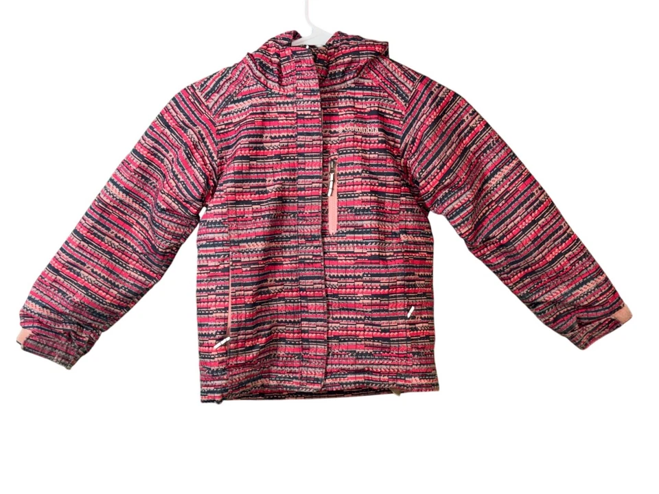 Chaqueta Columbia Girls XS Omni-Heat - Diseño a Rayas Rosa y Negro Vibrante Foto 2 de 4