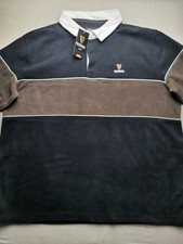 GUINNESS Mens Size 2XL Colour Block Fleece Rugby Jumper (BNWT) Black Button Up