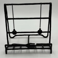 Cookbook Kitchen Black Metal Stand Easel Book Recipe Holder W/ Weighted Chains
