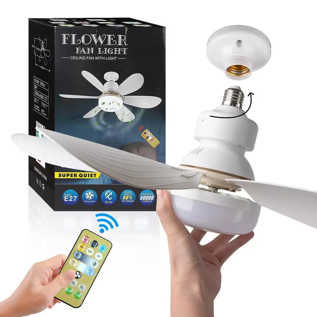 Cfg Ventilatore Soffitto, Antigua 70w, Illuminazione Led E27, 3