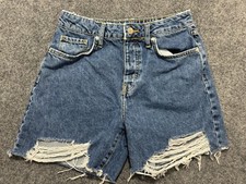Forever 21 Distressed Jean Shorts Women's Size 27 Blue Cut-Off Button fly
