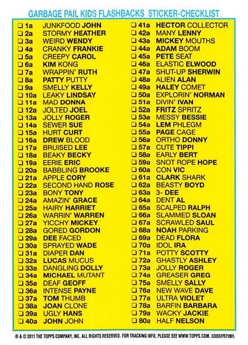 GARBAGE PAIL KIDS 2011 FLASHBACK SERIES 2 PICK-A-CARD YELLOW BASE STICKERS TOPPS - Picture 85 of 321