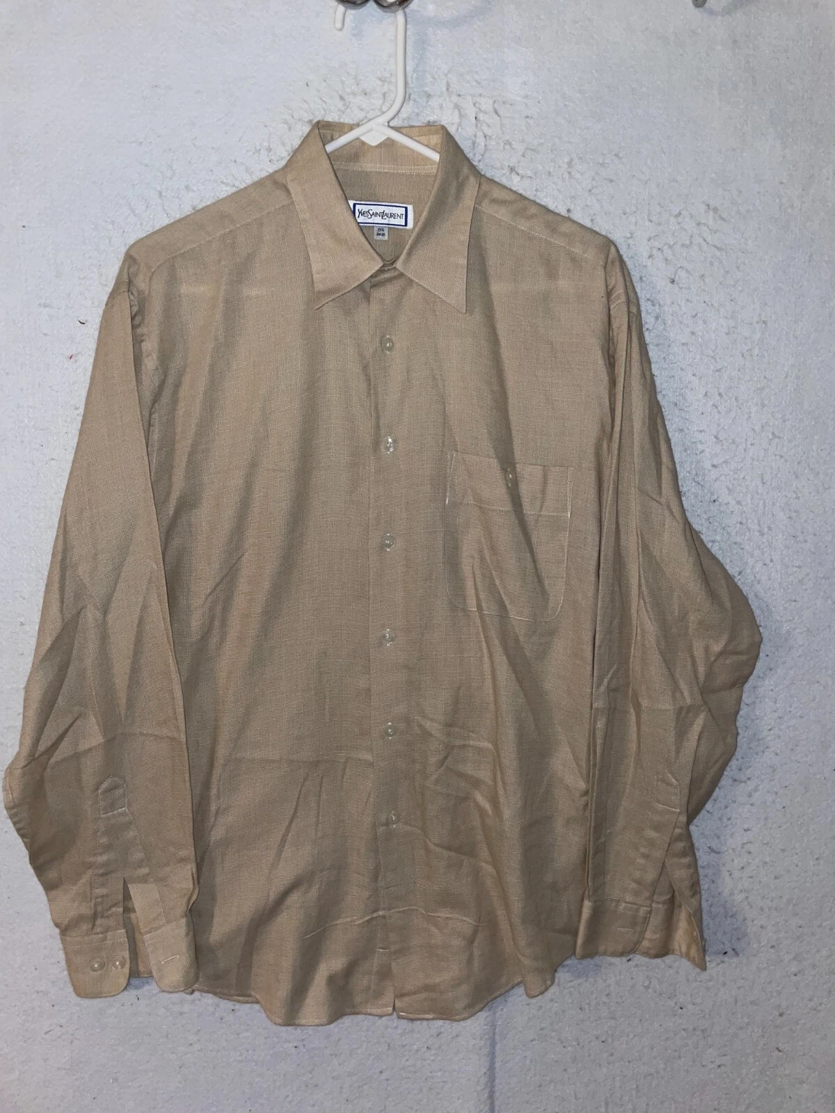 SAINT LAURENT (YSL) YVES SAINT LAURENT camicia uomo vestito con bottoni taglia 15 1 2 34 35 kaki safari
