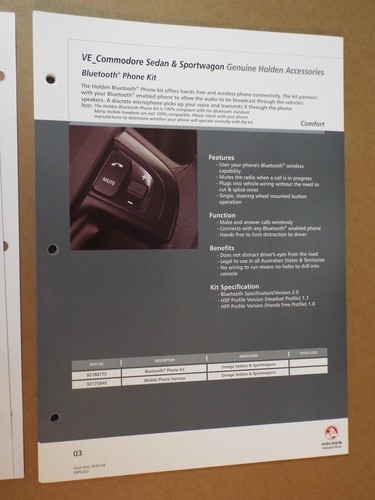 2008 Holden VE original dealer 35 single sided accessories sheets Rare - Picture 3 of 12