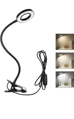 SILBER Schreibtischlampe Klemme, LED Klemmleuchte Nachttischlampe, weiß & warm dimmbar