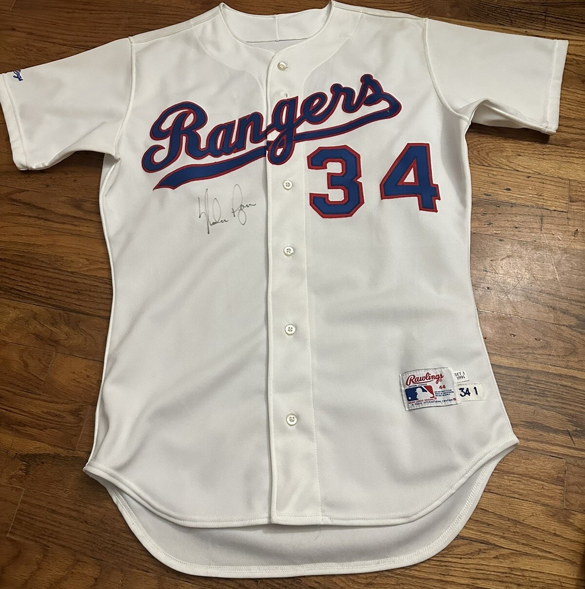 Nolan Ryan Signed Texas Rangers White Baseball Jersey 1991 Game