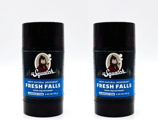 2 x Dr. Squatch Men's Natural Deo Deodorant Fresh Falls, 2 x 75g