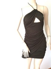 NEW ZARA Halter Dress Size M Brown Ruched Cut Out Stretchy Pullover