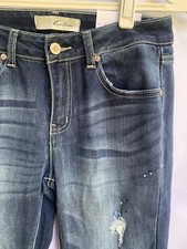 KanCan Women  s Mid Rise Destroyed Skinny Jeans KC7107D Size 7 or 27