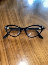 Vintage 50s Paris France Cat Eye Frame Only Black Eyeglasses RARE VTG